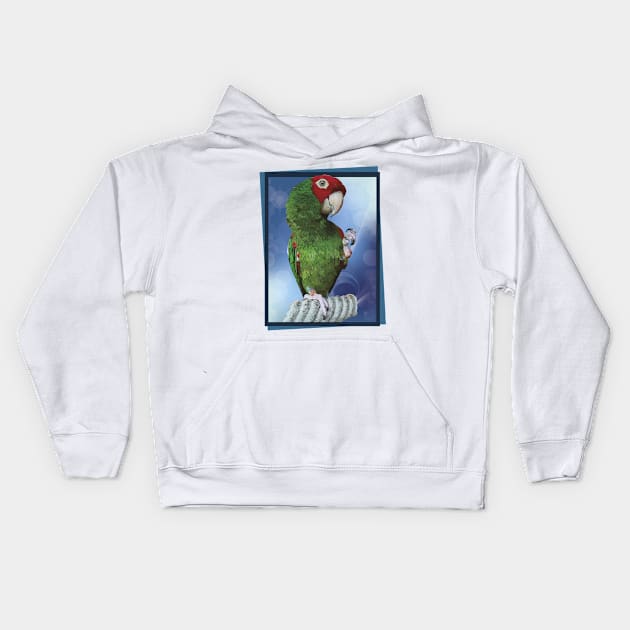 Red-masked Parakeet Kids Hoodie by obscurite